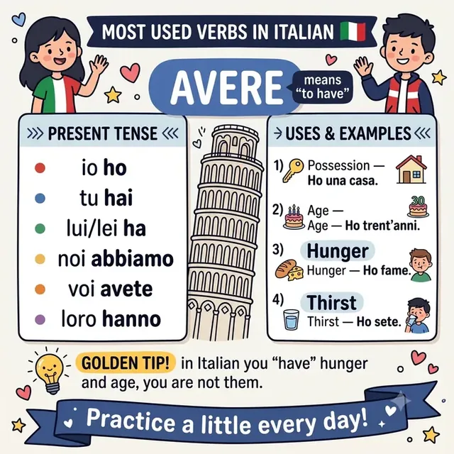 Verb AVERE mind map